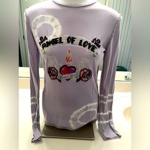 Lavender tye dye embroidered long sleeve tee
